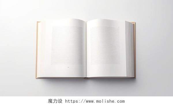 正面打开的空白页空白纸张有质感白色打开翻开合上的书